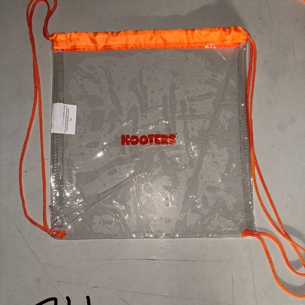 🎒 Hooters Clear Stadium-Approved Drawstring Backpack – Orange Trim